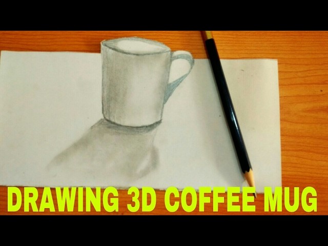 Very easy !! How to draw 3D coffee mug | Time Lapse