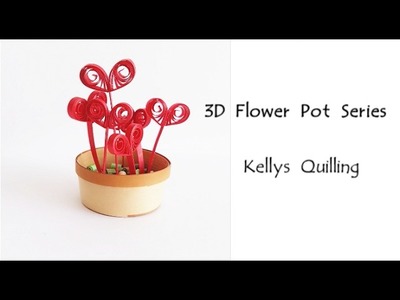 3D Quilling Flower Pot Series   Quilling Flower Pot 6, Heart pot