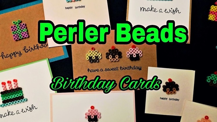 DIY How to make Perler Beads Birthday Cards with Lawn Fawn, Mama Elephant Stamps