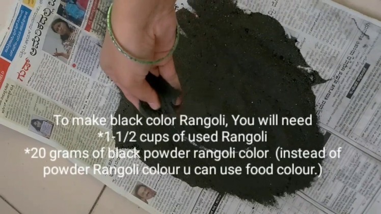 How To Make Rangoli In Home, Black Colour Rangoli, Rangoli Making At Home