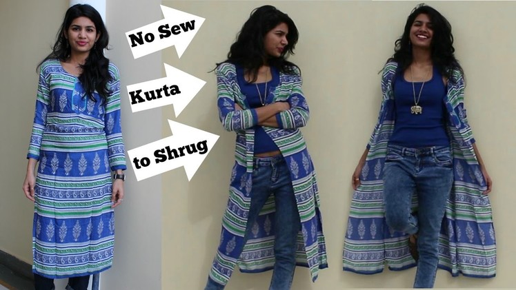 2 Mins.No Sew Convert Kurta into Shrug|DIY |Refashion clothes