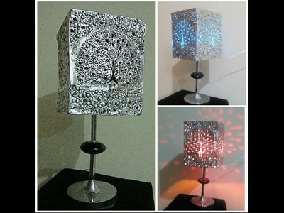 Diy Aluminum foil art. Homemade lamp. Creative art and antique style