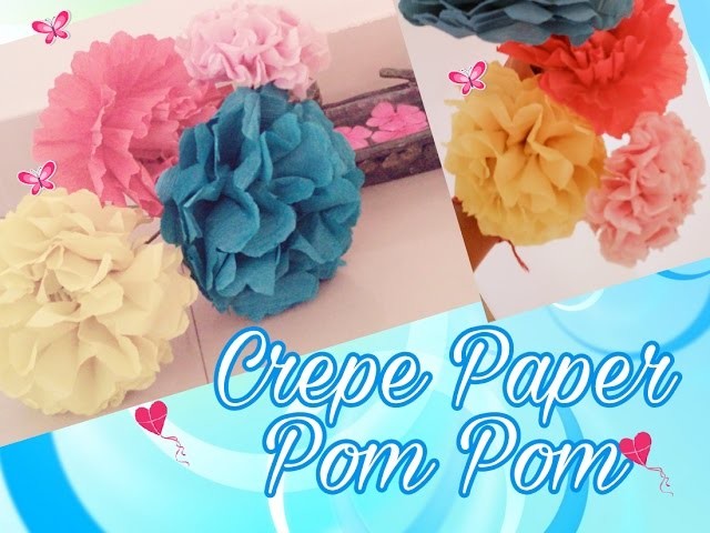 Diy ❤How to make Pom Pom flower with crepe paper