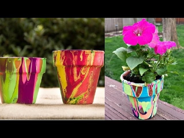 DIY Poured Paint Planting Pots