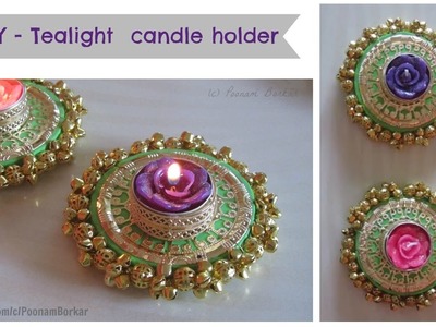 DIY - Tealight Candle holder | Beautiful golden diya tealight candle holder for diwali decoration