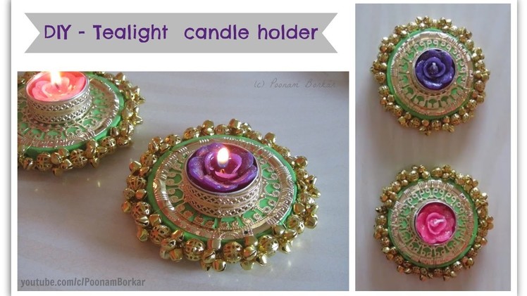 DIY - Tealight Candle holder | Beautiful golden diya tealight candle holder for diwali decoration