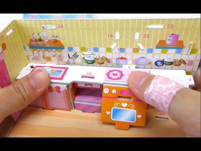Dollhouse paper Origami toys Refrigerator, microwave, table, dining