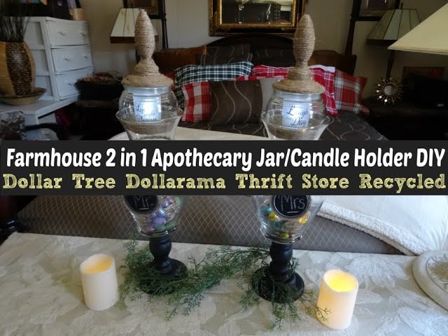 Farmhouse 2 in 1 Apothecary Jar. Candle Holder DIY