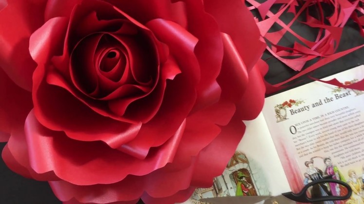 Giant paper rose for Beauty and The Beast window display