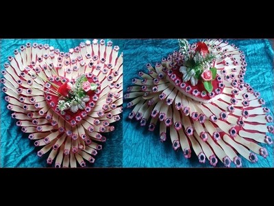 Home decorative heart shape with ice cream sticks DIY