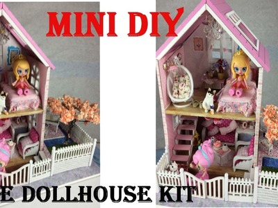 Mini DIY DollHouse Cute Miniature.Pink Cherry Blossom Doll House Kit.full house.With working lights