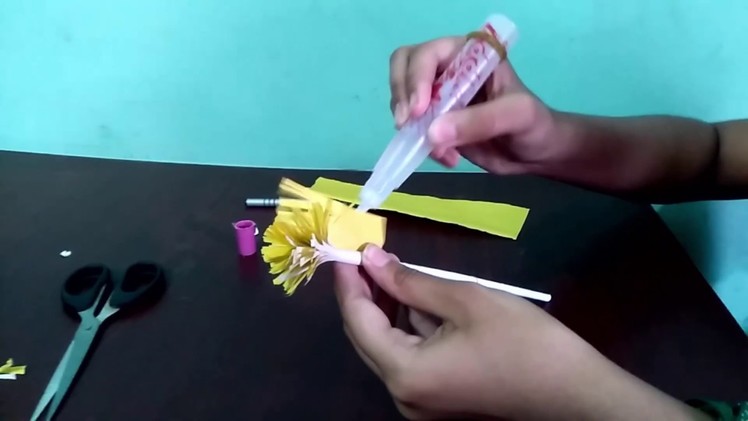 Paper Flower Stick.Origami Flower Very Easy Make.DIY Paper Crafts