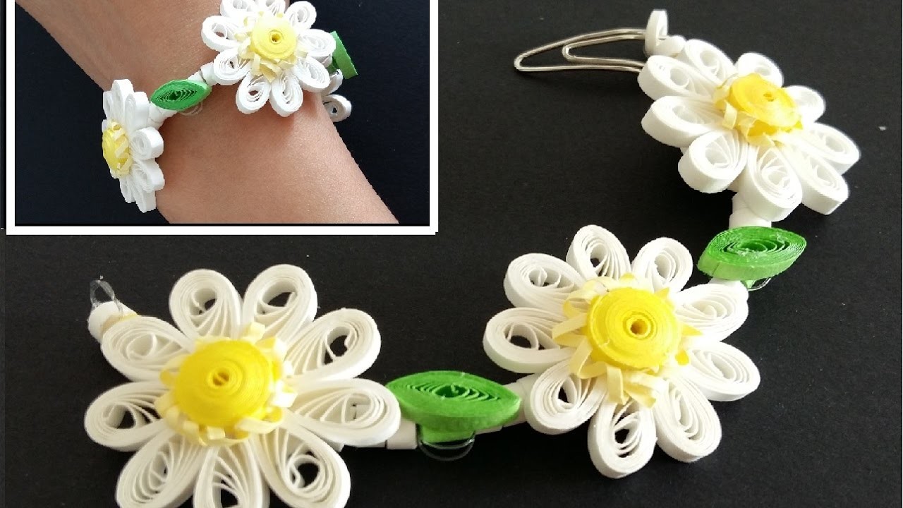 Quilling Bracelet Learning Video 2. Paper Bracelet friendship. Flower Bracelet