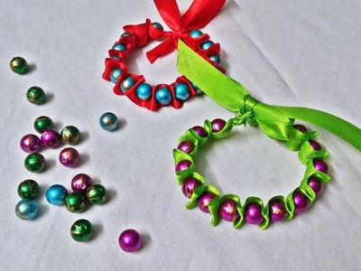 Ribbon and Pearls Bracelet Tutorial. How to make a Friendship Band