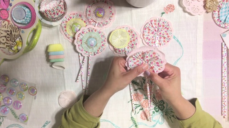 #14  Easter ???? Series 2017 -  Cupcake Liner Rosette - Wand Embellishments Tutorial