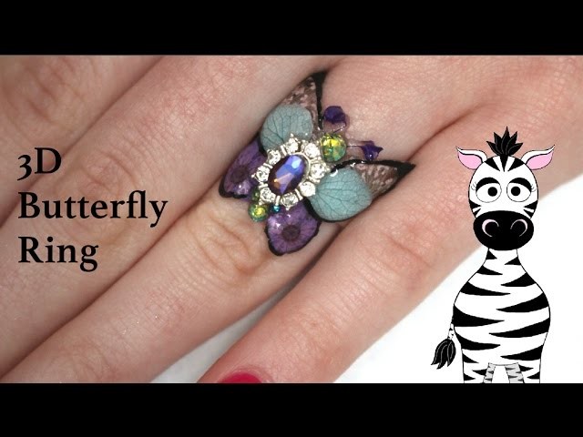 3D Butterfly Ring with REAL FLOWERS Gel Nail Art Tutorial | Born Pretty Store Review