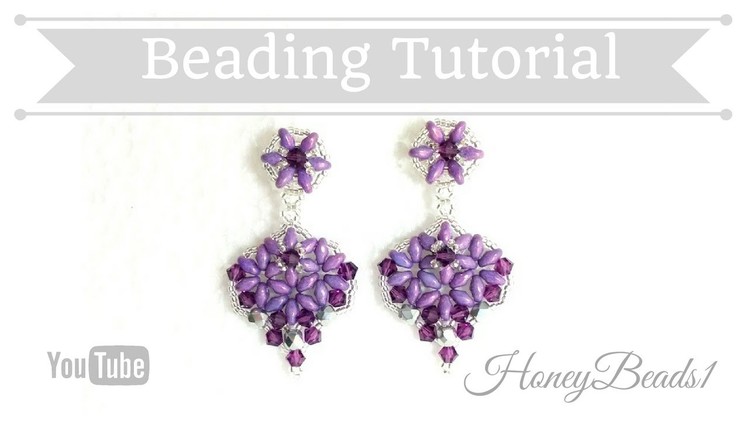 Dangelina Earrings with superduos Beading Tutorial by HoneyBeads1