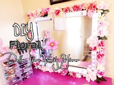 DIY Dollar Store Floral Vanity Mirror