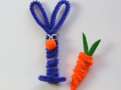 DIY Learn How to Make Pipe Cleaner Bunny and Carrot. Easter Crafts for Kids.