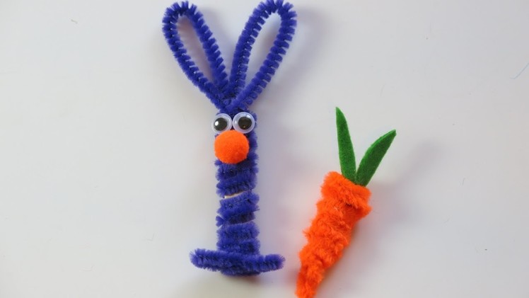 DIY Learn How to Make Pipe Cleaner Bunny and Carrot. Easter Crafts for Kids.