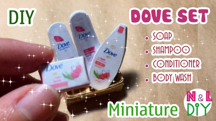 DIY Miniature Dove Set - Soap, Shampoo, Conditioner, Body Wash | Dollhouse