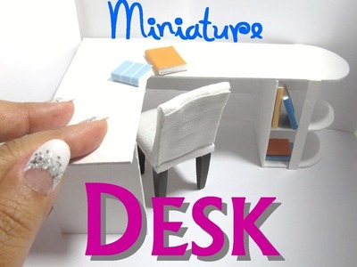 DIY Modern Desk Office Dollhouse Furniture Miniature Furniture L Shaped Desk with Bookshelf