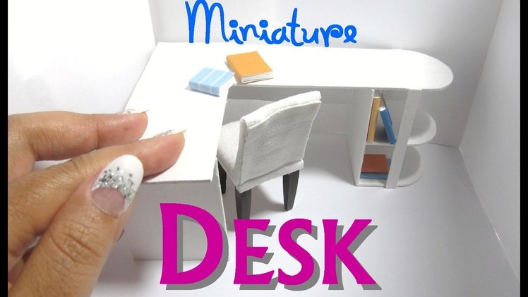 DIY Modern Desk Office Dollhouse Furniture Miniature Furniture L Shaped Desk with Bookshelf