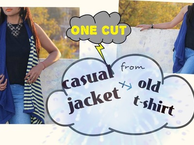 DIY Transform Old T-shirt Into Smart Casual Jacket - In One Cut