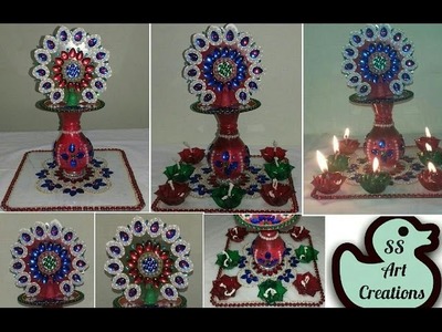DIY: TWO SIDE PEACOCK DIYA STAND. DIWALI SPECIAL. BEST OUT OF WASTE. SS ART CREATIONS