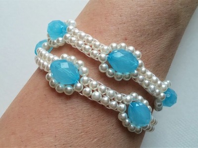 Easy beaded necklace (bracelet) pattern. Beginners jewelry making
