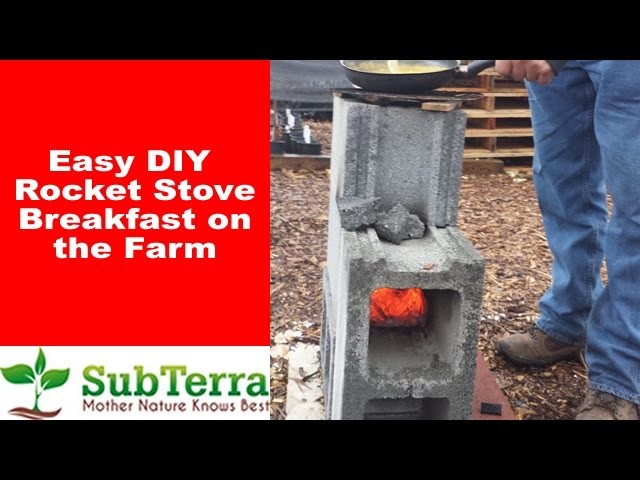 EASY DIY Concrete Cinder Block Rocket Stove and Breakfast on the Farm