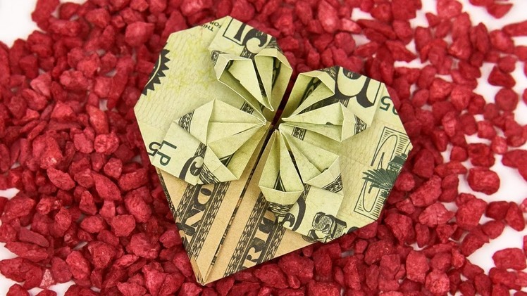 Heart Dollar Bill Origami, making a HEART out of MONEY, instructions with star