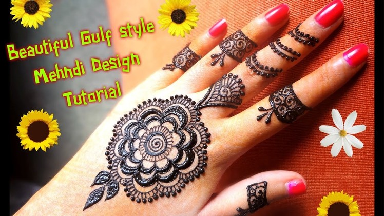 How to apply easy simple gulf dubai style henna mehndi design Tutorial for hands for eid,diwali 2017
