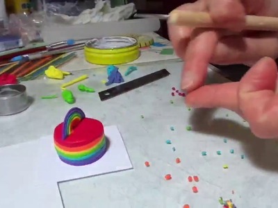 Mini torta Arcobaleno.Fimo. Tutorial. Rainbow cake. Polymer clay