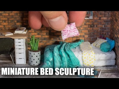 Miniature Bed Sculpture from Polymer Clay