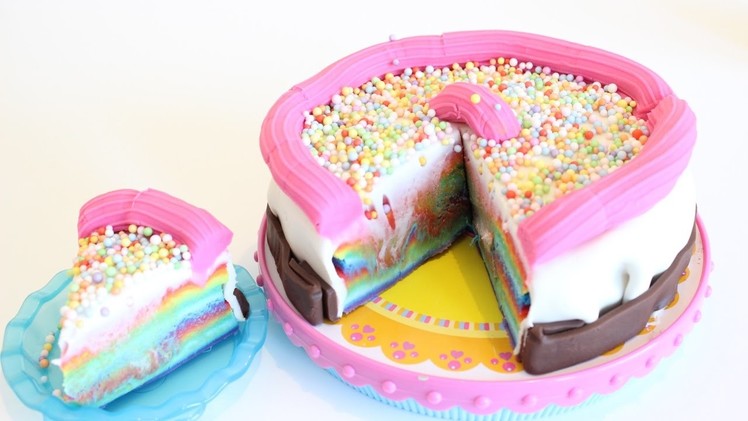 PLAYDOH RAINBOW CAKE DECORATION|| AMAZING RAINBOW CAKE||TiaTia