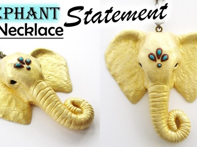 Polymer Clay Elephant Statement Pendant.Necklace Tutorial || Maive Ferrando