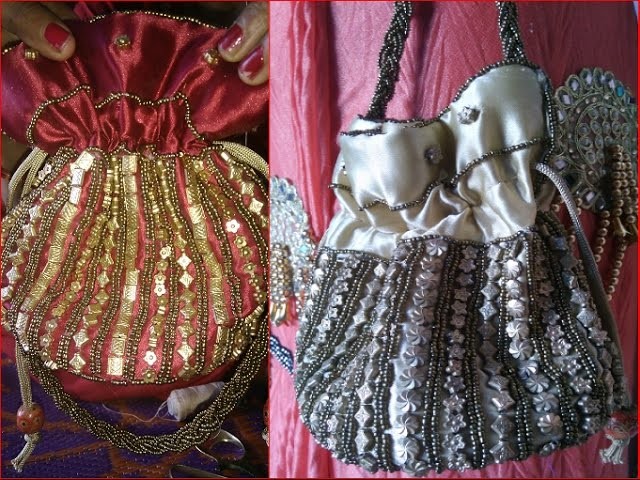 Princess potli perals pouch bag cutting and stitching DIY राजकुमारी थैली काटने और कढ़ाई सिलाई