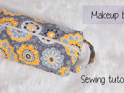 Quilted makeup.travel bag sewing tutorial