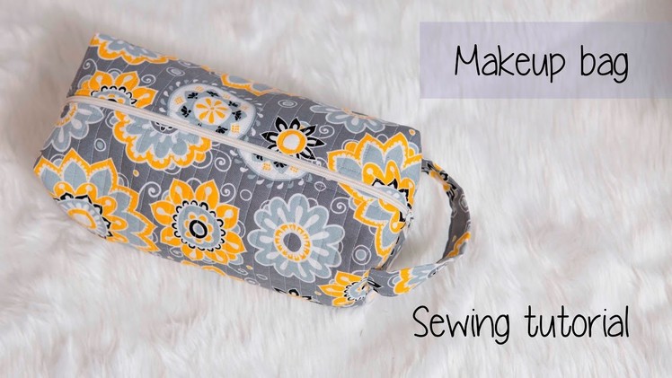 Quilted makeup.travel bag sewing tutorial