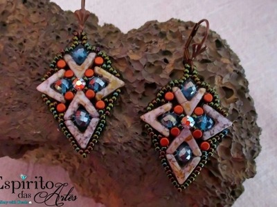 Vega beaded earrings with AVA beads, minos, rondelles and strass - Beading Tutorial