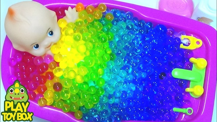 Baby Doll Bath Time Nursery Rhymes Song  DIY Colors Orbeez m&m for kids