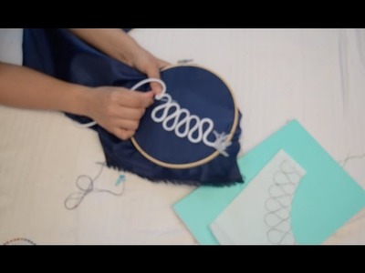 Do Cord Embroidery with Hand. Neckline design. DIY