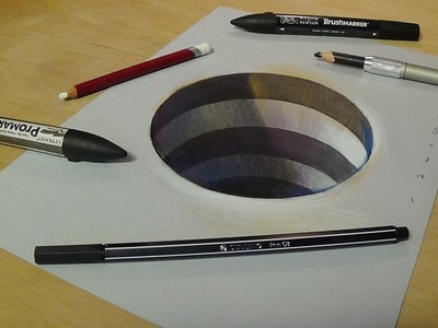 Drawing 3D Hole for Kids - How to Draw 3D Circular Hole - Trick Art for Kids