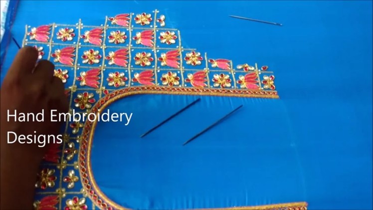 Easy embroidery for beginner | hand embroidery designs,Lotus with Bridal zardosi work, easy zardosi
