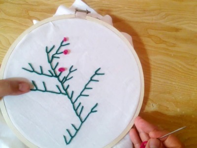 Hand Basic Stitches for Beginner - Feather Stitch - French Knot Stitch + Tutorial !