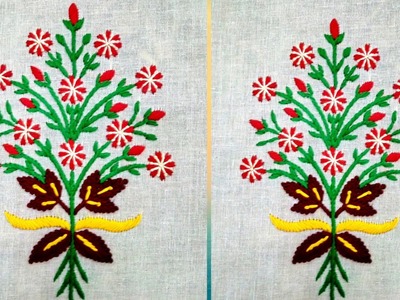 Hand Embroidery : Beautiful bunch of flowers with anchor thread embroidery