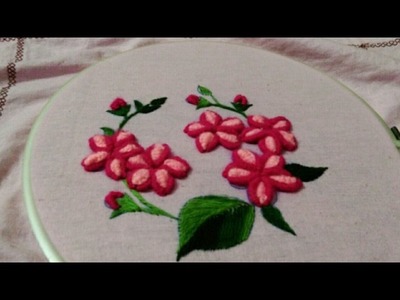 Hand embroidery flower and leaves with beautiful and easy basic stitches