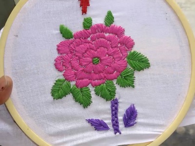 Hand Embroidery Rose Flower Design Satin Stitch by Amma Arts