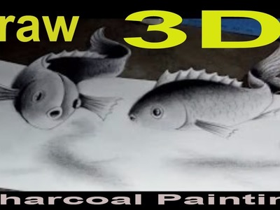 How to draw 3d art - 3d painting with charcoal | Charcoal paintings